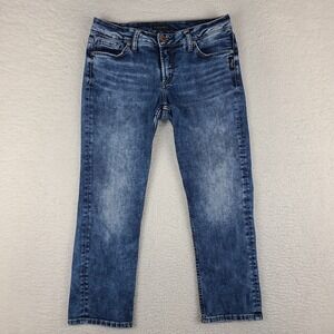 Silver Jeans Womens 30x22.5 Blue Suki Capri Dark Wash Denim